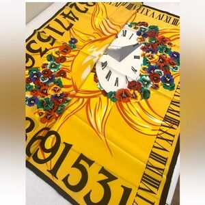 ESCADA Luxury 100% Silk Scarf Yellow Red White Black Large Square